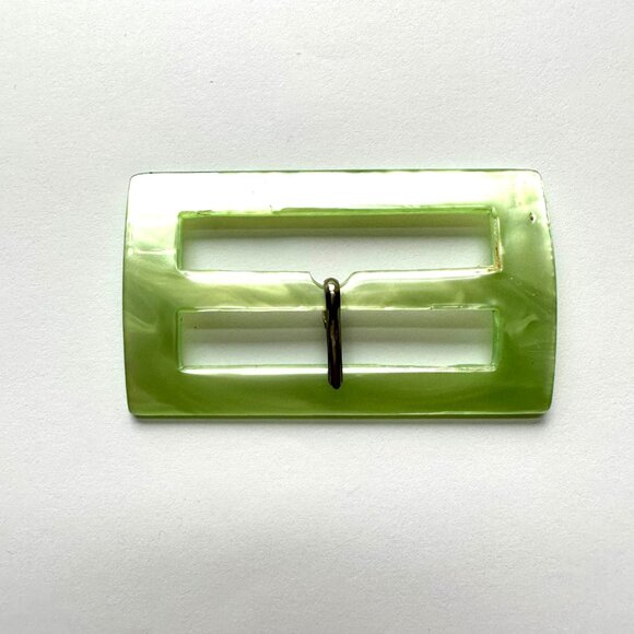 1pc Vintage 1960's plastic green belt buckle 75x45mm (3x1.75 inches) - Picture 2 of 5